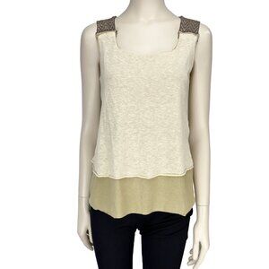 MAXMARA Weekend Quiet Luxury Old money Neutral Relaxed Tank Knit Shoulder Top L